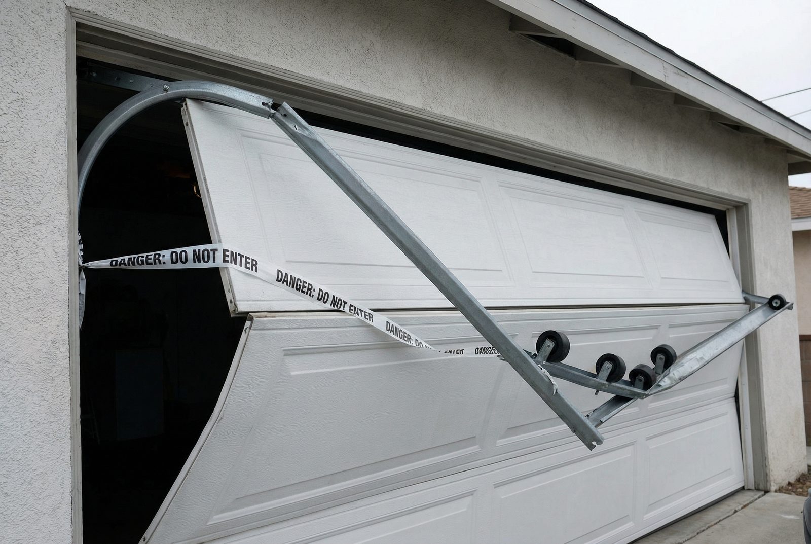 Garage door off its track — a common emergency repair in Gilbert, AZ